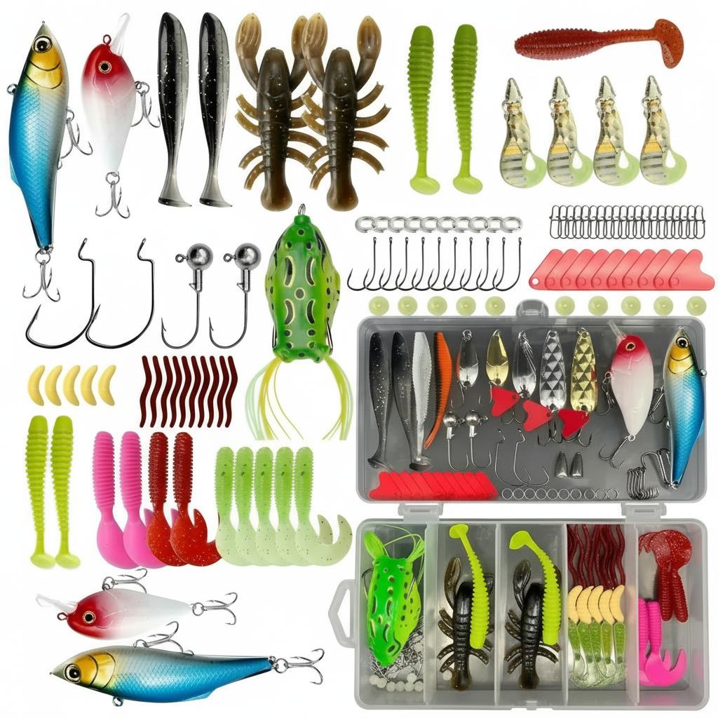 Fishing Hook Box - 133-delige premium visgerei-doosset, visuitrusting en -apparatuur,