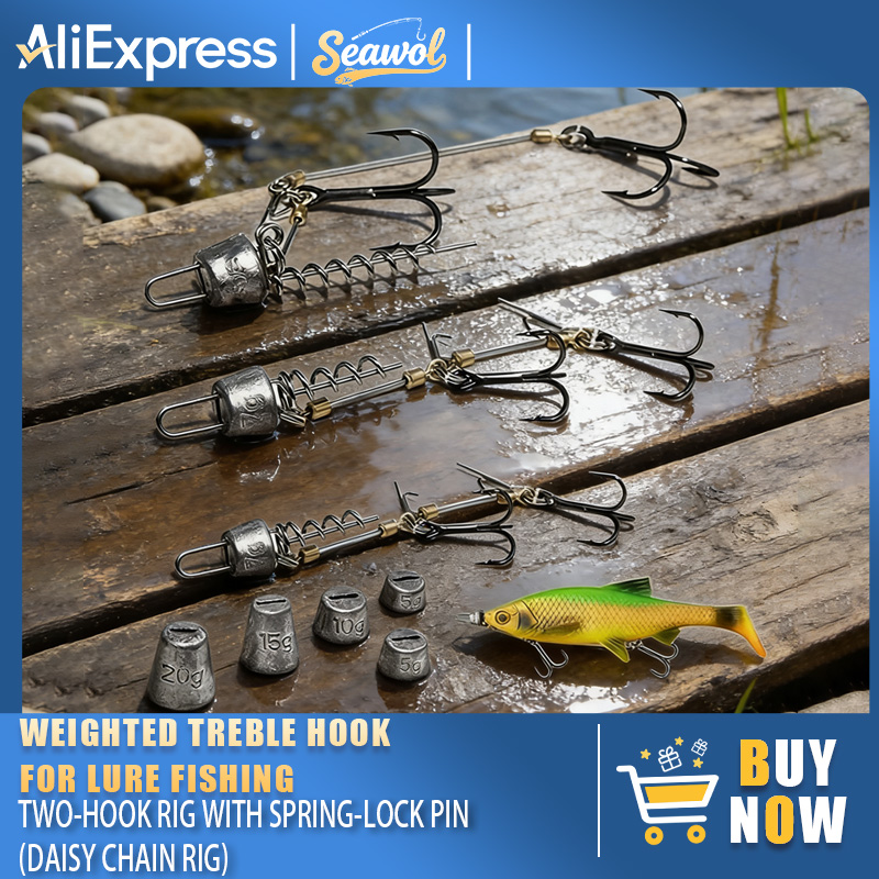 Fishing Hook Treble - Vishaaksets Stalen Leader, Gewogen Daisy Chain
