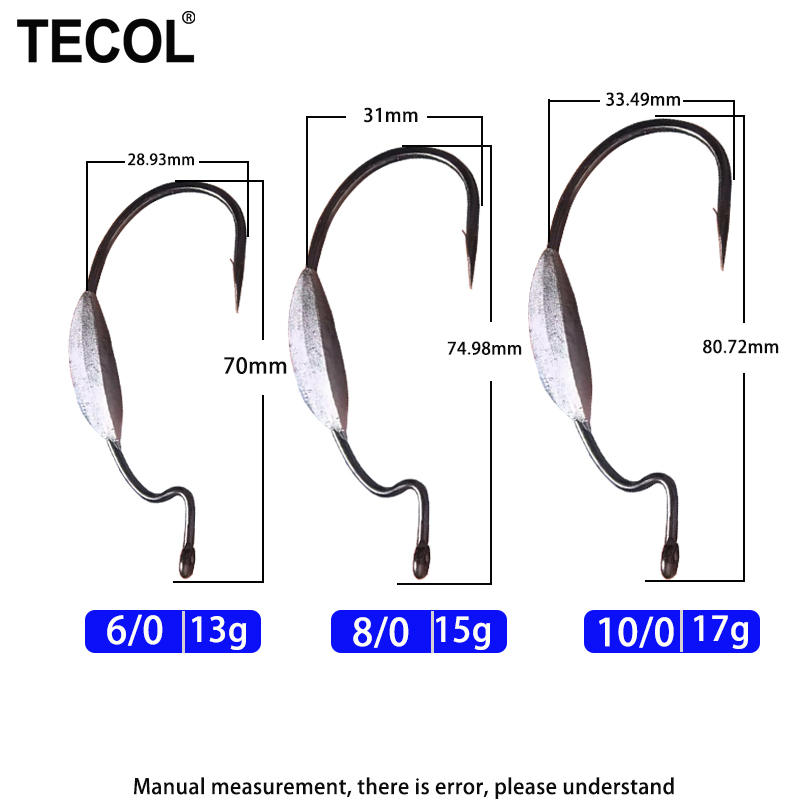 TECOL 3 stuks 6/0 8/0 10/0 Gew - Fishing Hook Offset recensie en prijs