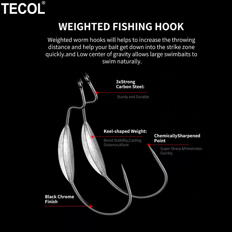 TECOL 3 stuks 6/0 8/0 10/0 Gew - Fishing Hook Offset recensie en prijs